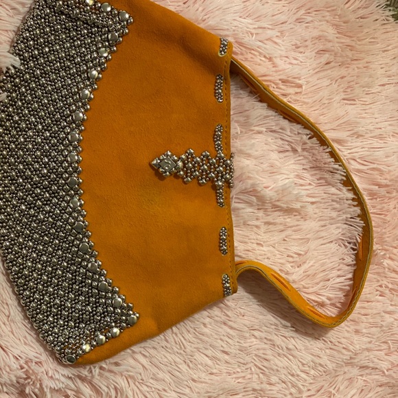 Handbags - Chainmail and Orange Suede Purse